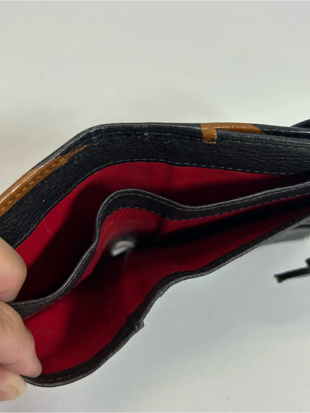 Dooney & Bourke Black Brown Tiger Print Leather Bifold Wallet
